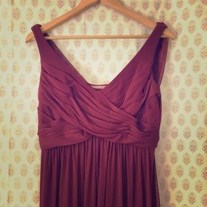 David’s Bridal Long Mesh Dress/ Cowl Back Detail